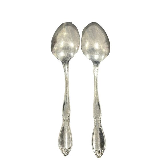 Set Of 2 Oneida Community CHATELAINE Stainless Large 8.25” Serving Spoons USA - Picture 4 of 6